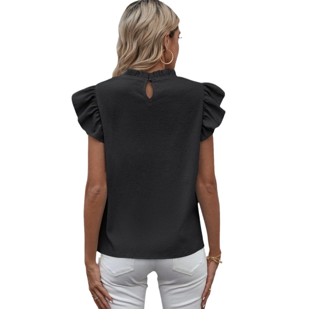 Blusa Dritta a Maniche a Volant — Scollo Tondo - 6