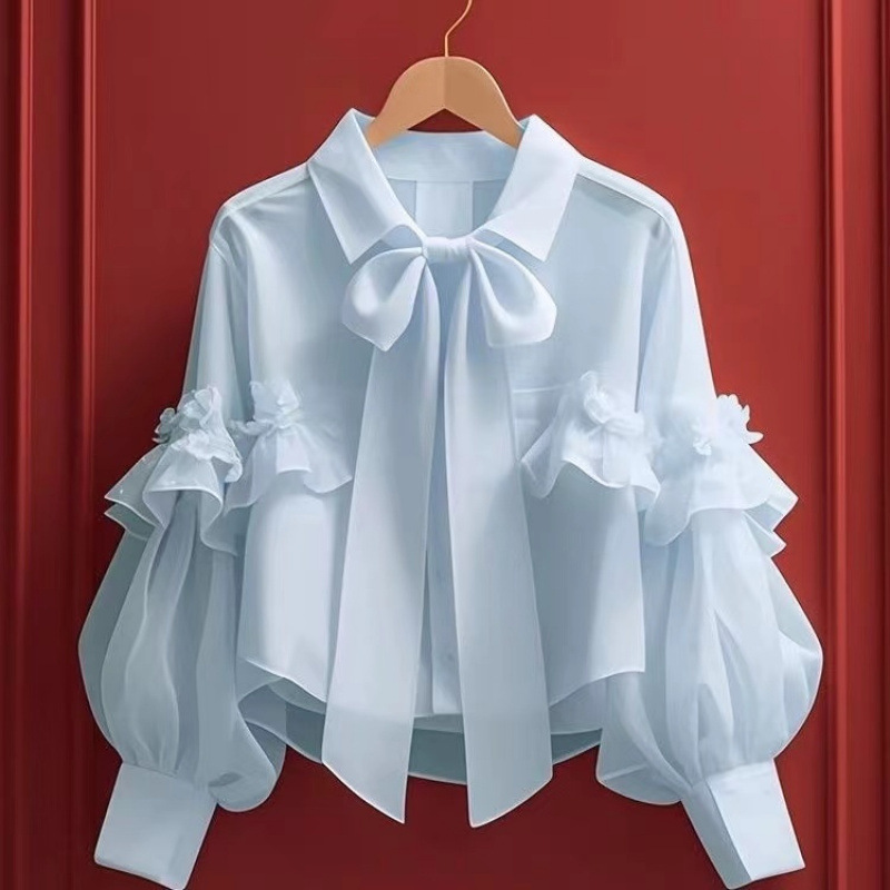 Camicia con Fiocco a Maniche Lunghe — French Chic
