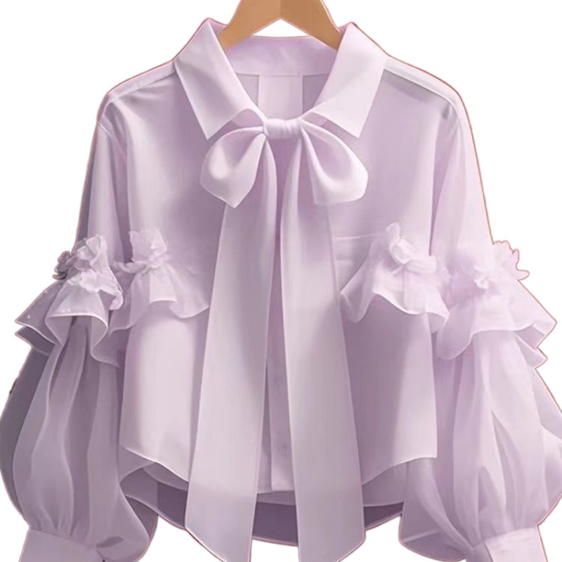 Camicia con Fiocco a Maniche Lunghe — French Chic - 5