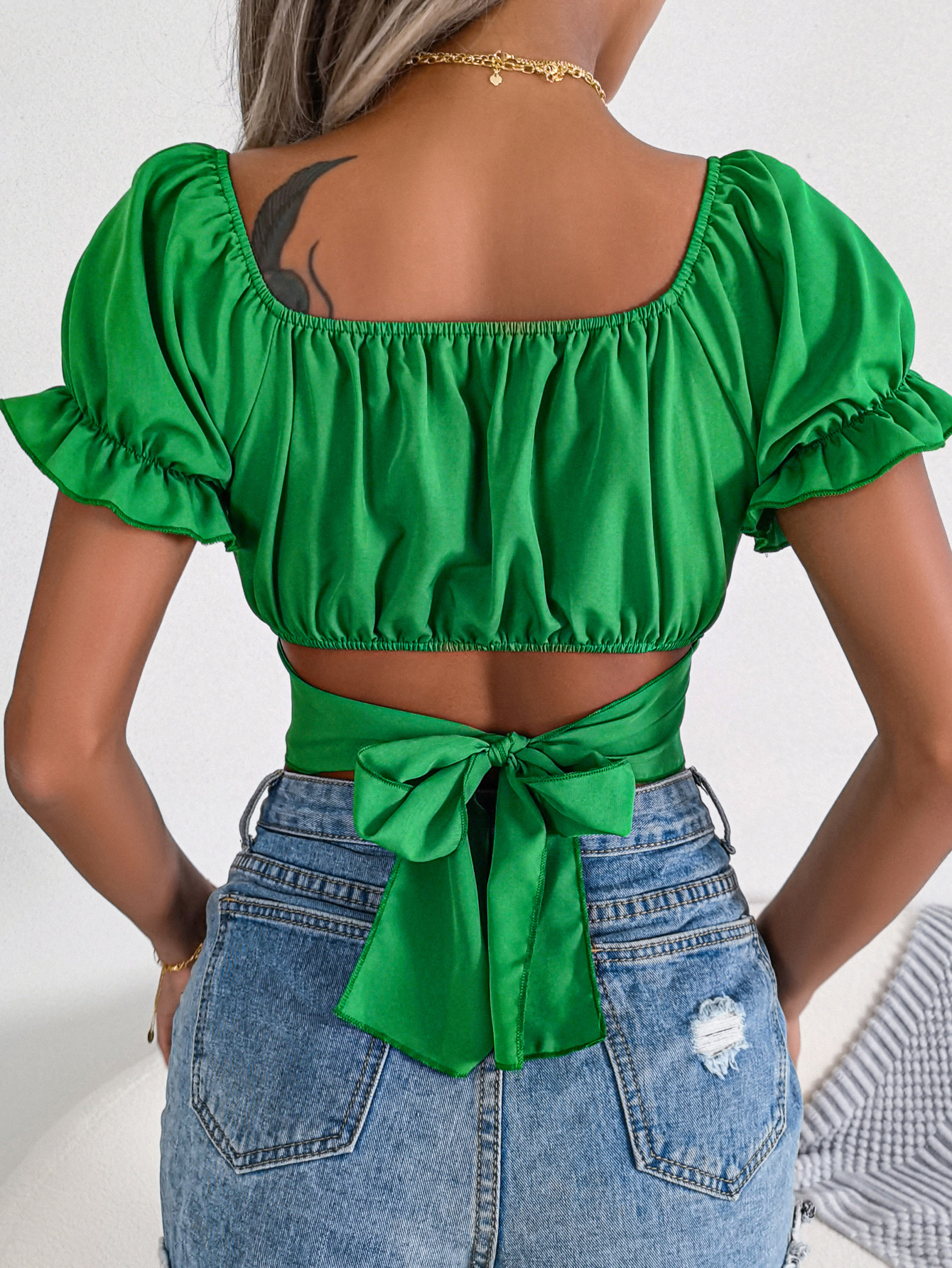 Top Corto in Chiffon a Maniche Corte — Vita Annodata - 6