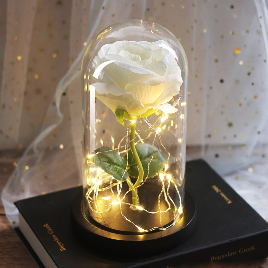 Rosa Eterna sotto Campana di Vetro con Luci LED - 4