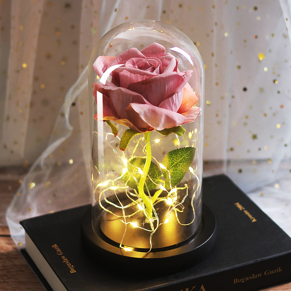 Rosa Eterna sotto Campana di Vetro con Luci LED - 5