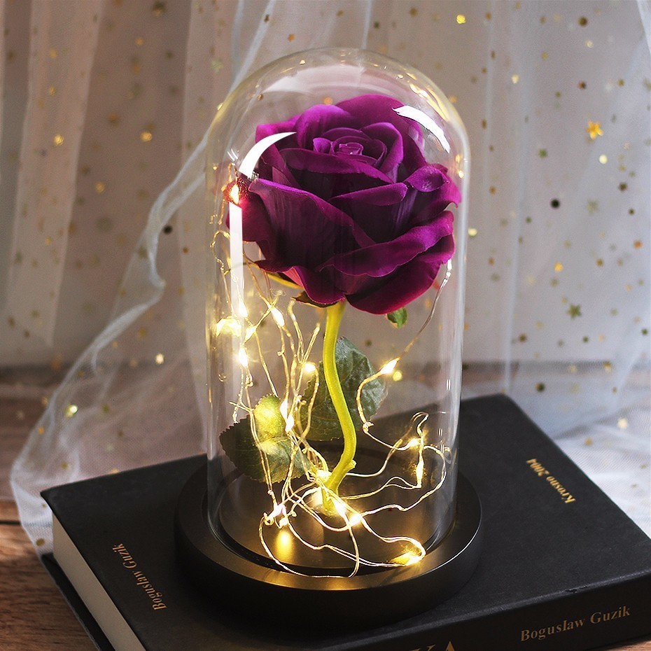 Rosa Eterna sotto Campana di Vetro con Luci LED - 7