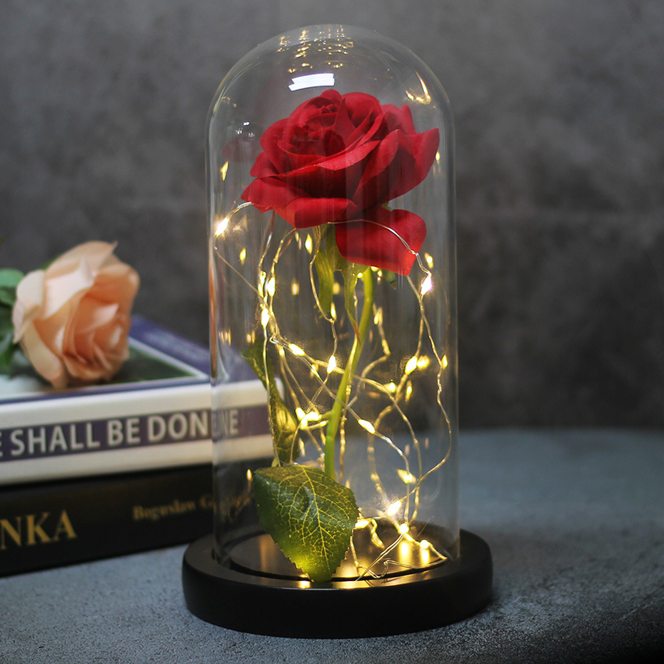 Rosa Eterna sotto Campana di Vetro con Luci LED - 8