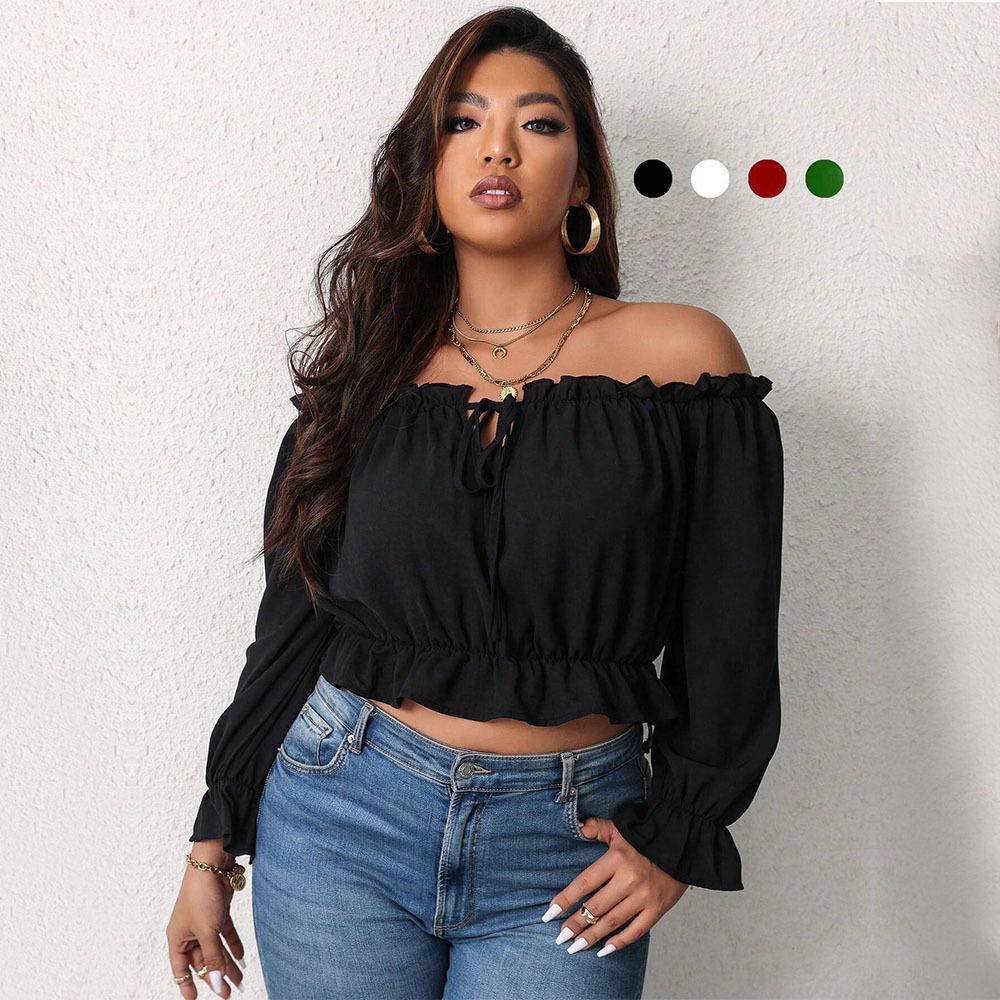 T-shirt Scollo a Barca Spalle Scoperte — Curvy