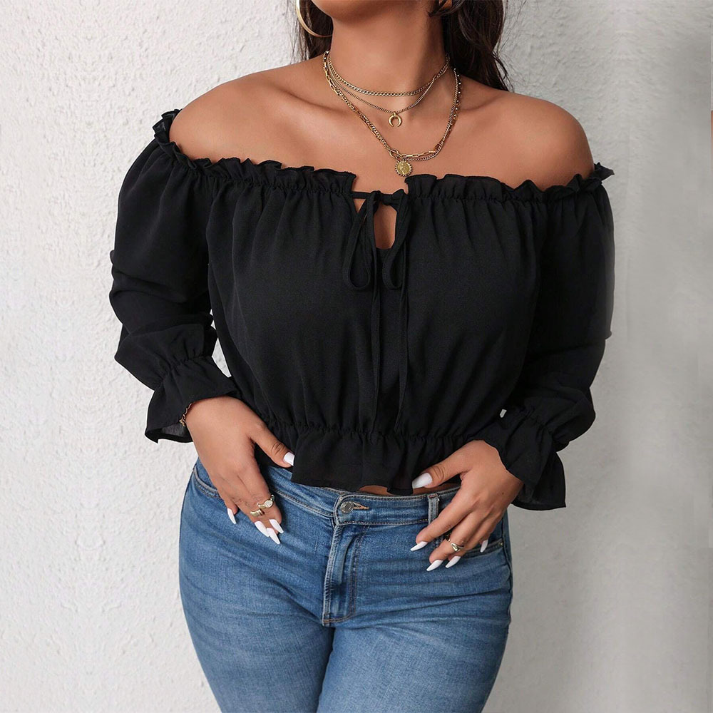 T-shirt Scollo a Barca Spalle Scoperte — Curvy - 3