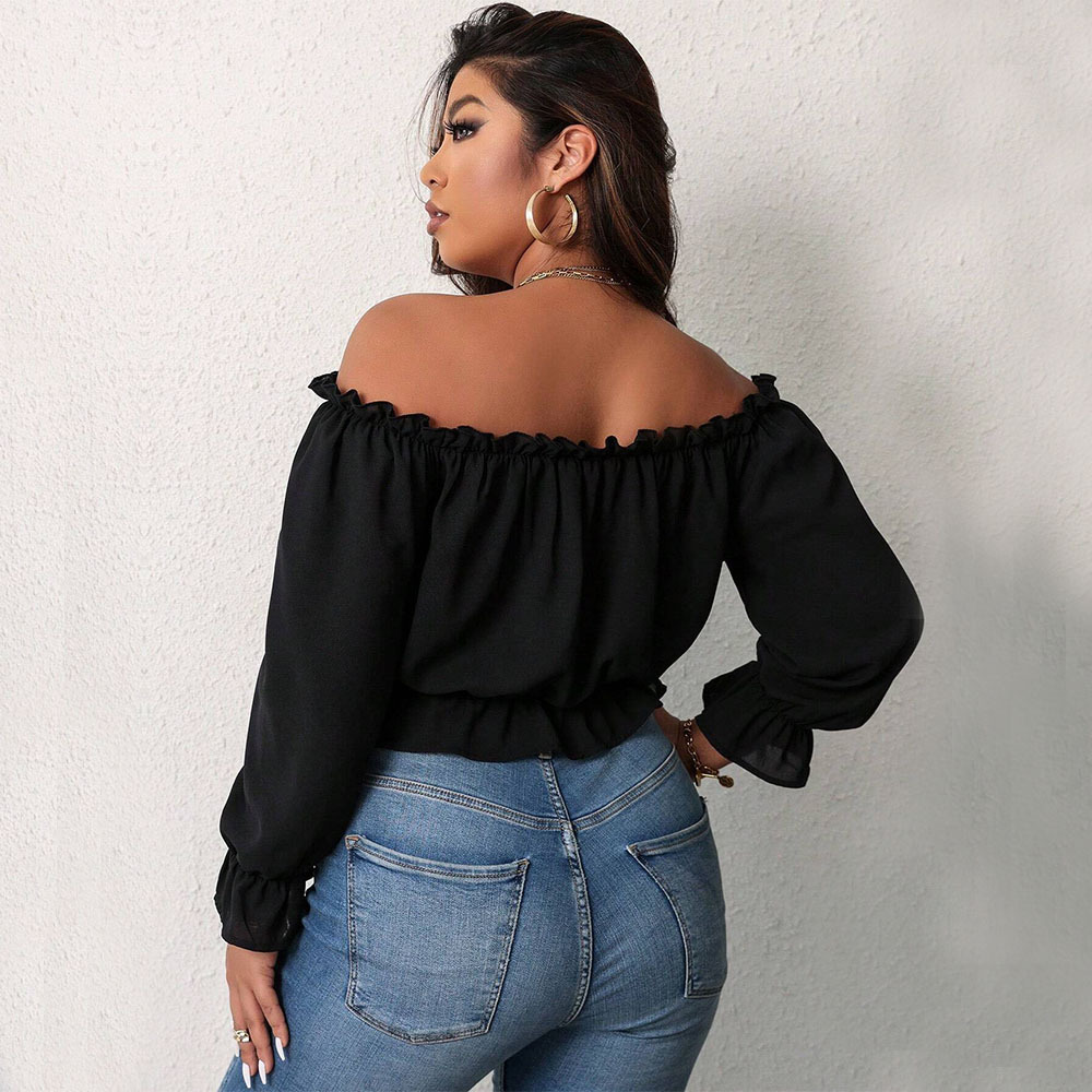 T-shirt Scollo a Barca Spalle Scoperte — Curvy - 4